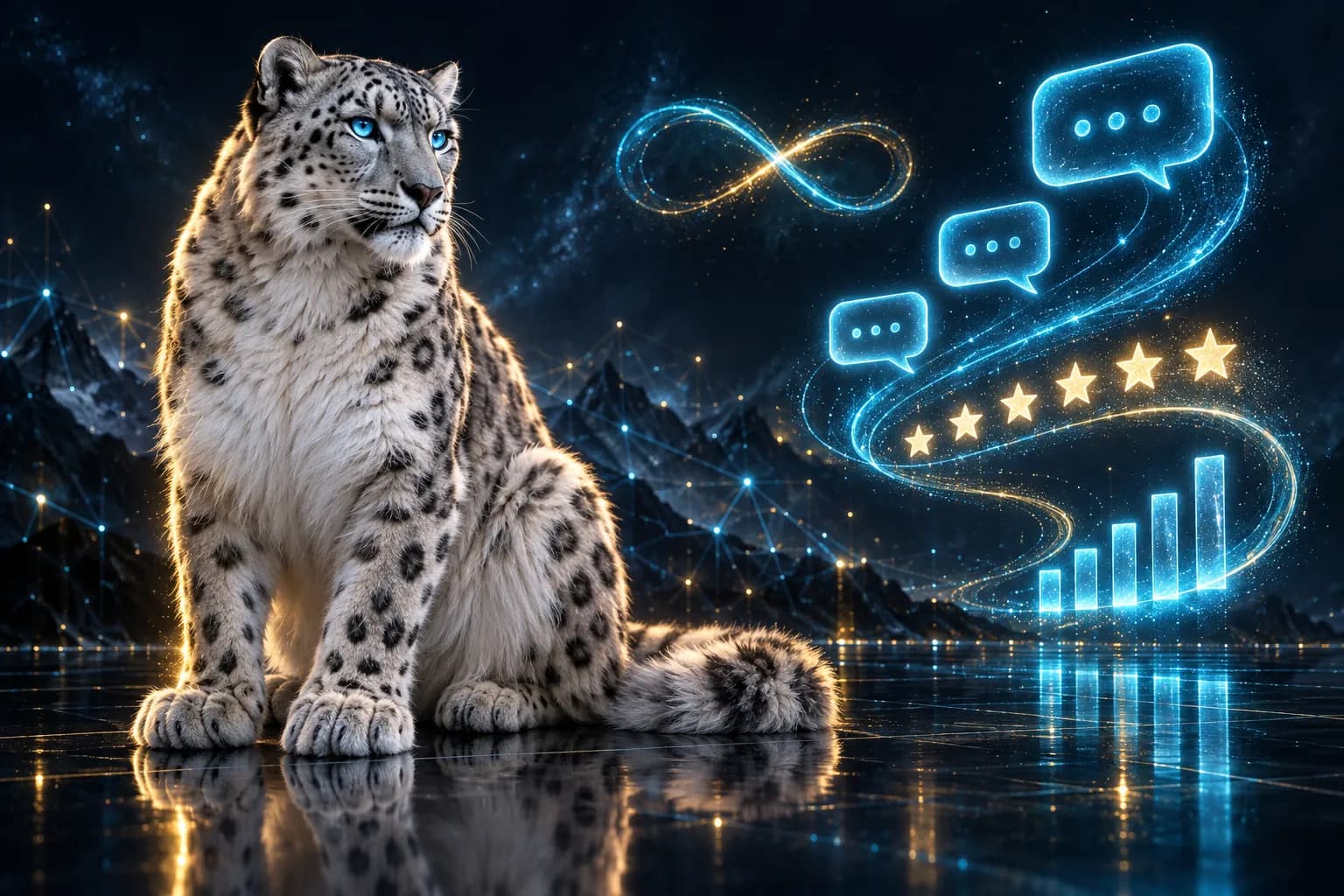 The BroadNet snow leopard among survey replies rising into star ratings and live charts