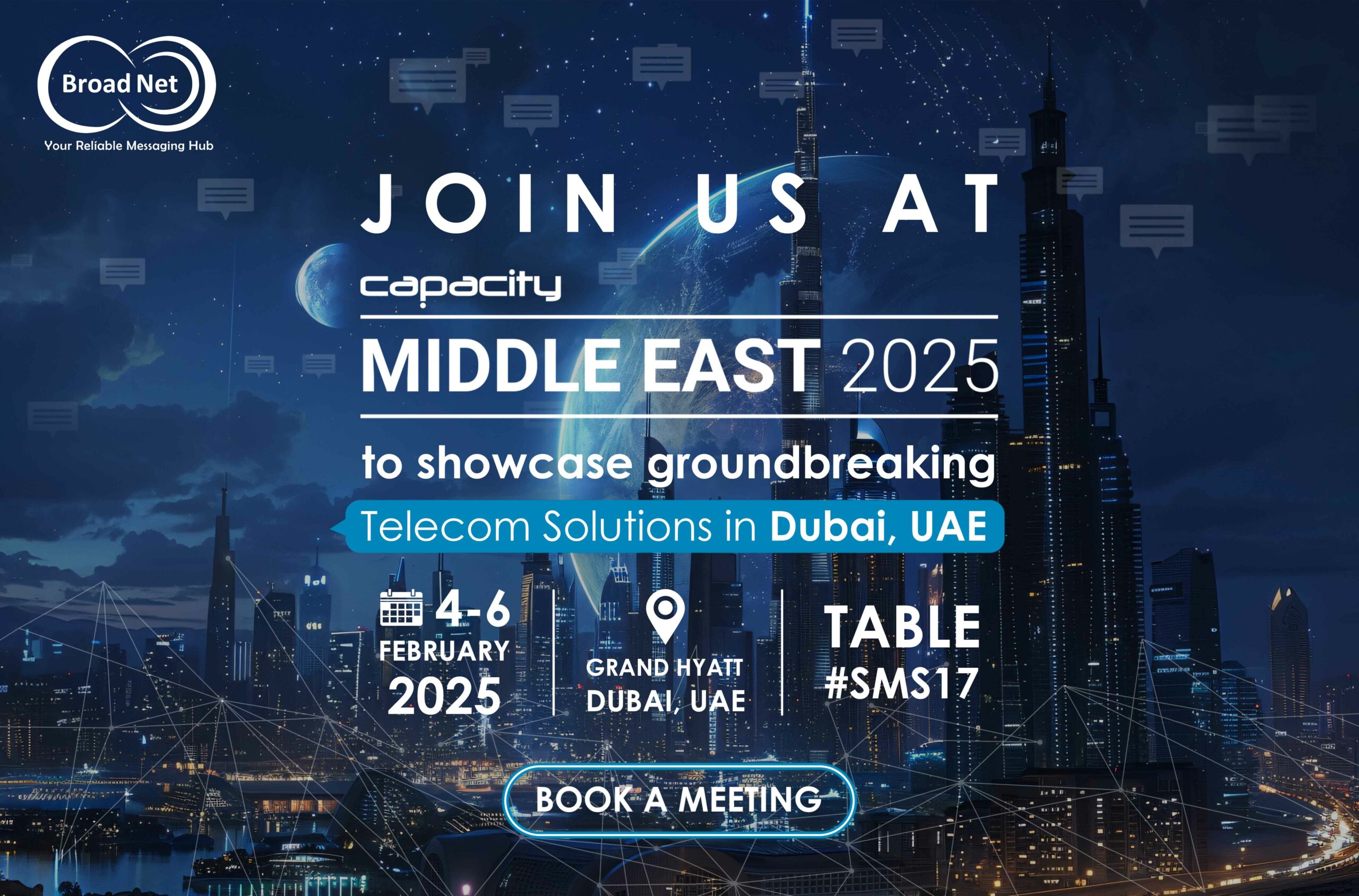 book a meeting with BroadNet at Capacity Middle East 2025 event